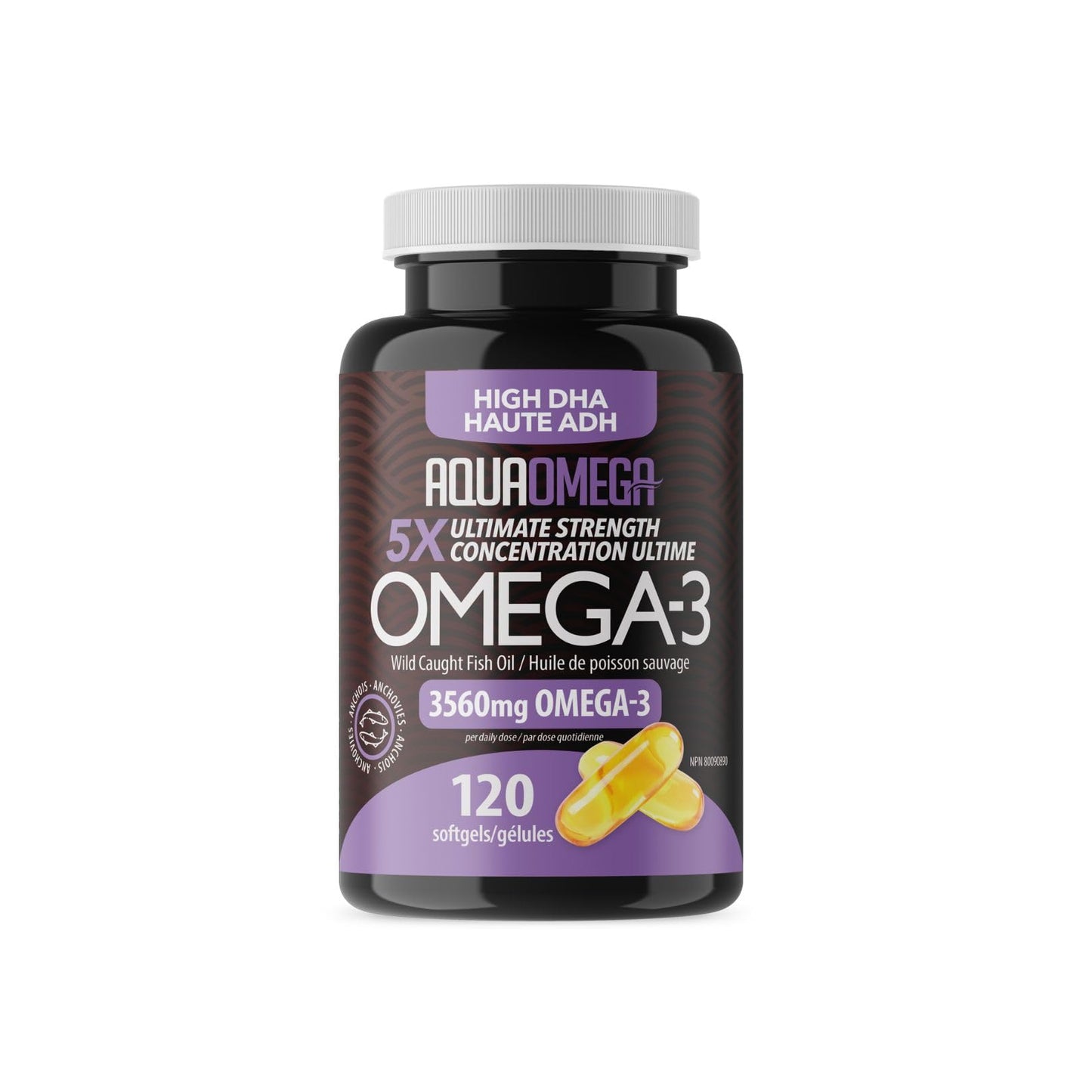 AQUAOMEGA 3560mg Omega-3 High DHA 120 Softgels